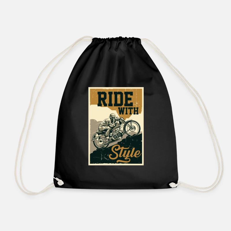 Motorcycle - Drawstring Bag - black