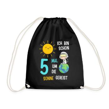 5 Jahre Kind Geburtstag Kinder Kindergeburtstag - Turnbeutel - Schwarz - Vorne