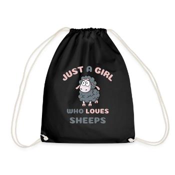 Just A Girl Who Loves Sheeps Cute Sheep Lovers - Drawstring Bag - black - Front