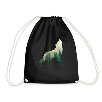 wolf - Drawstring Bag - black - Front