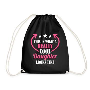 Really cool daughter - Drawstring Bag - black - Front