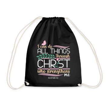 Christlicher Bibelvers Religion Blume - Turnbeutel - Schwarz - Vorne