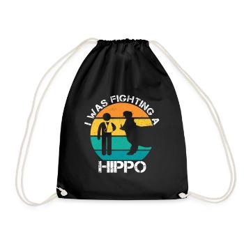 I Was Fighting A Hippo Arm Broken Arm Sling - Drawstring Bag - black - Front