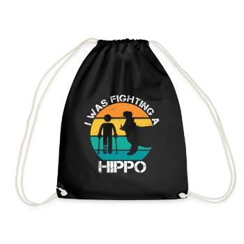 I Was Fighting A Hippo Gebrochenes Bein Gipsbein - Turnbeutel - Schwarz - Vorne