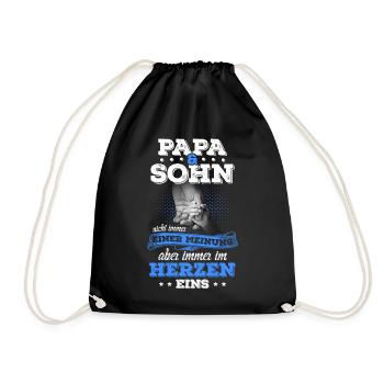 Papa & Sohn Partnerlook Vatertagsgeschenk Vater - Turnbeutel - Schwarz - Vorne