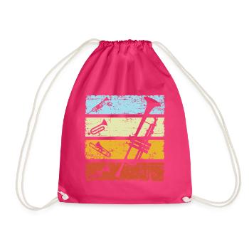 Vintage trumpet wind instruments trumpeter - Drawstring Bag - fuchsia - Front