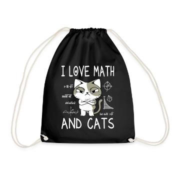 I Love Math And Cats - Math Teacher Gift - Drawstring Bag - black - Front