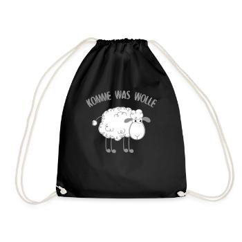 Komme Was Wolle Spruch - Landwirt Bauern Geschenk - Turnbeutel - Schwarz - Vorne