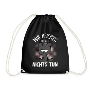 Nichts tun Katze Faulenzen Kätzchen Faul Chillen - Turnbeutel - Schwarz - Vorne