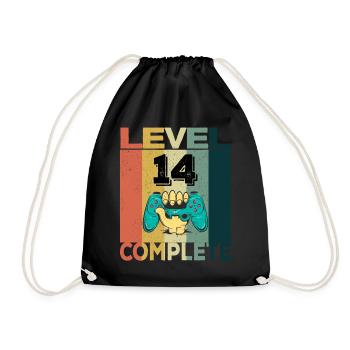 14th Birthday Young Man 2007 Level 14 Years Game - Drawstring Bag - black - Front