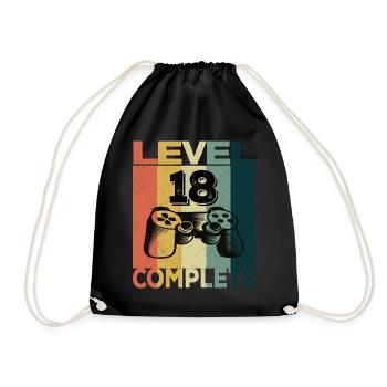18th Birthday Young Man 2003 Level 18 Years Game - Drawstring Bag - black - Front