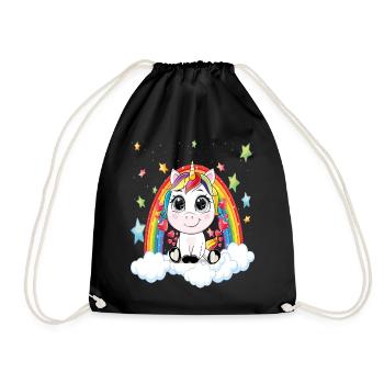 Unicorn Unicorn Hearts Rainbow Stardust - Drawstring Bag - black - Front