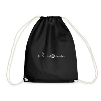 Tennis Heartbeat Gift Idea - Drawstring Bag - black - Front