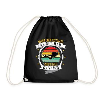 Diving old man funny saying - Drawstring Bag - black - Front