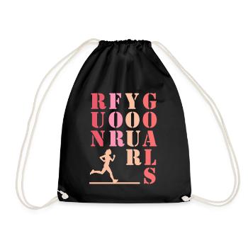 " Run for Your Goals " by Female Runner - Drawstring Bag - black - Front