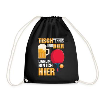 Lustiges Tischtennis Geschenk - Turnbeutel - Schwarz - Vorne