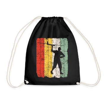 Modellflug Modellbauer Flugzeug Retro Geschenk - Turnbeutel - Schwarz - Vorne