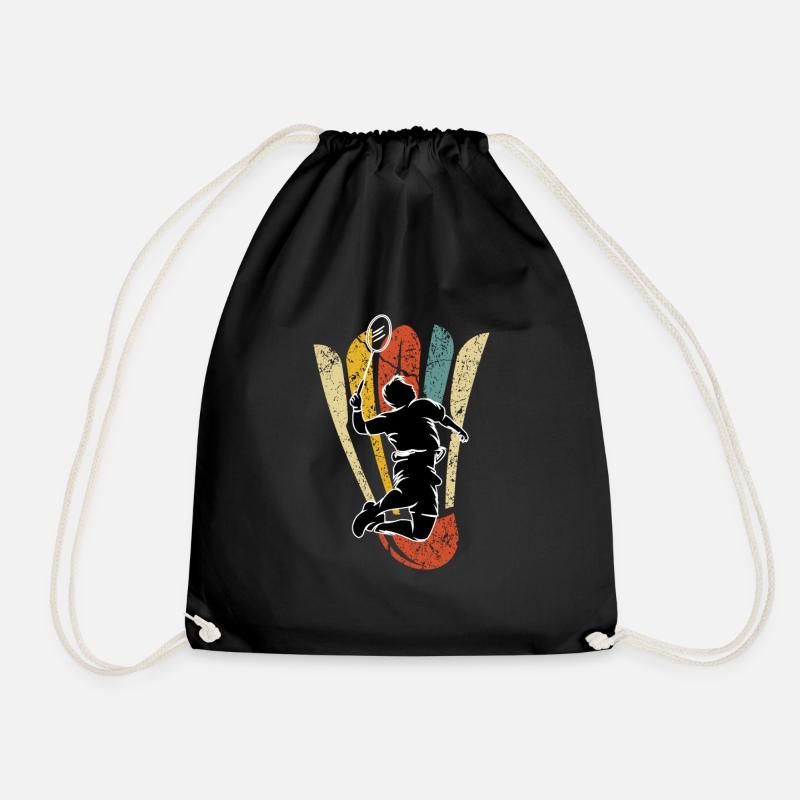 Federball Badminton Schläger Badmintonspieler - Drawstring Bag - black