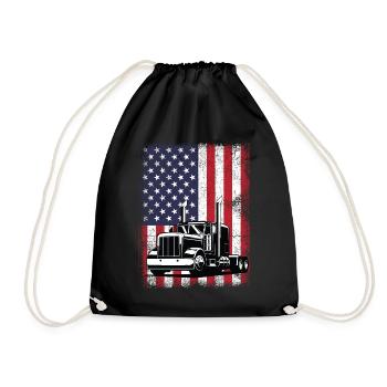 USA Flag Trucker - Drawstring Bag - black - Front