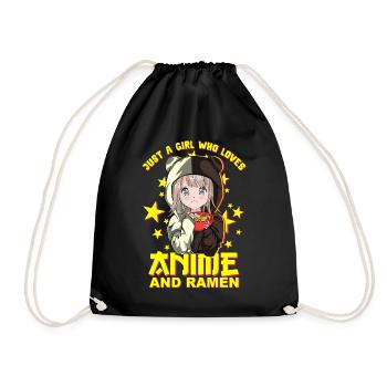 Kawaii Neko Ramen Lover - Japanese Noodles Anime - Drawstring Bag - black - Front