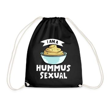 Hummus chickpea recipes Black bean - Drawstring Bag - black - Front