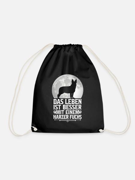 Leben mit Harzer Fuchs Hütehund Besitzer Spruch - Turnbeutel - Schwarz