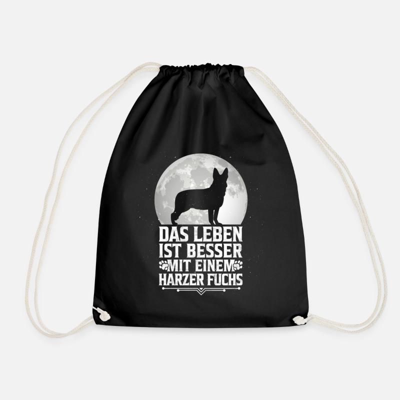 Leben mit Harzer Fuchs Hütehund Besitzer Spruch - Turnbeutel - Schwarz