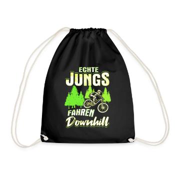 Echte Jungs Fahren Downhill Fahrrad Geschenk - Turnbeutel - Schwarz - Vorne
