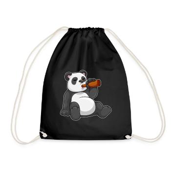 Panda Flasche Bier - Turnbeutel - Schwarz - Vorne