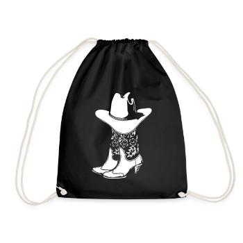 Country Music, Line-Dance, Western Geschenk - Turnbeutel - Schwarz - Vorne