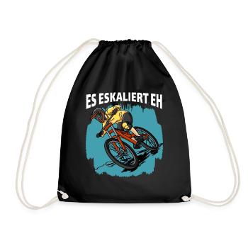 Downhill - Es Eskaliert Eh Mountainbiker Radfahrer - Turnbeutel - Schwarz - Vorne