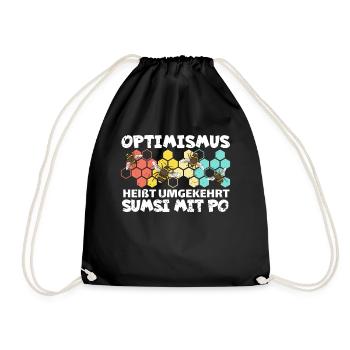 Optimismus heißt umgekehrt Sumsi mit Po Biene - Turnbeutel - Schwarz - Vorne