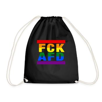 Gegen Nazis - FCK AFD - Gegen Rechts - LGBTQ - Turnbeutel - Schwarz - Vorne