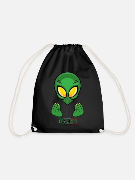 Italien Alien, Italiener,Italien, Urlaub, lustig - Turnbeutel - Schwarz