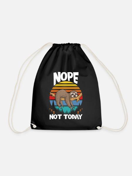 Faultier Nope Not Today - Turnbeutel - Schwarz