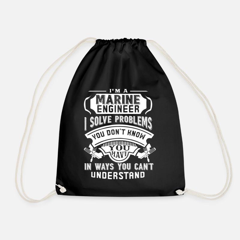 Marine Engineers Solve Problems - Drawstring Bag - black