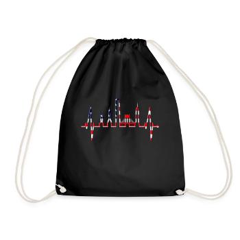 New York Skyline Herzschlag Herz USA Geschenk NY - Turnbeutel - Schwarz - Vorne