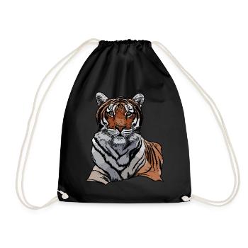 Tiger tiger motif animal face motif animal face - Drawstring Bag - black - Front