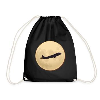 Jumbo Silhouette against the Moon - Drawstring Bag - black - Front