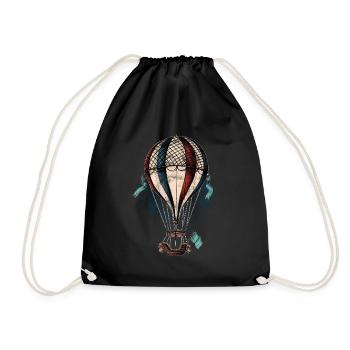 Vintage Balloonist Hot Air Balloon - Drawstring Bag - black - Front