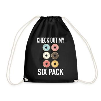 Check Out My Six Pack - Fitness Donut 6-Pack - Drawstring Bag - black - Front
