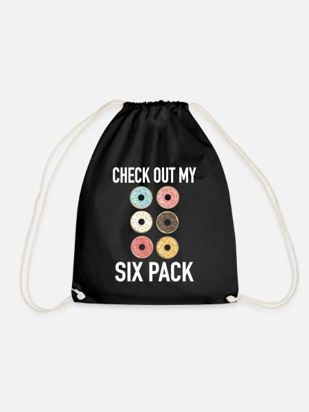 Check Out My Six Pack - Fitness Donut 6-Pack - Turnbeutel - Schwarz