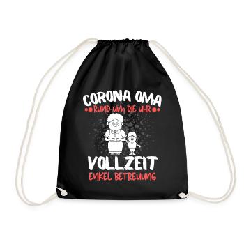 CORONA OMA - OMA ENKEL BETREUUNG IN VOLLZEIT - Turnbeutel - Schwarz - Vorne