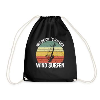 Mir reicht's ich geh Wind surfen - Turnbeutel - Schwarz - Vorne