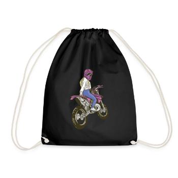 Motorcycle Bike Woman Girl Enduro Sexy Girl - Drawstring Bag - black - Front