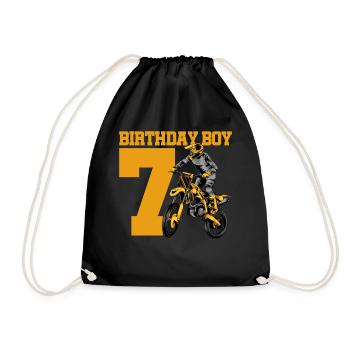 7. Geburtstag - Turnbeutel - Schwarz - Vorne