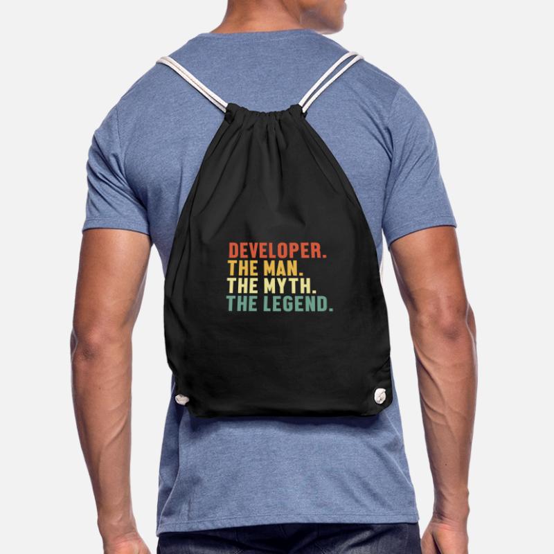 Developer Man Myth Legend Quality Engineer Devops Drawstring Bag