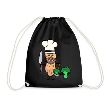 Save Vegan Vegetable Peanut Cook Healthy Cooking - Drawstring Bag - black - Front