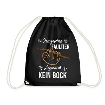 Sternzeichen Faultier Aszendent Kein Bock - Turnbeutel - Schwarz - Vorne