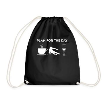 Funny Coffee Ski Ski Ski Wine Design - Drawstring Bag - black - Front